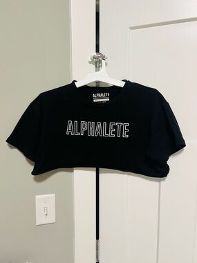 Alphalete Black Tee with White Logo Print